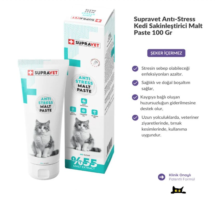 9e6981b179b443b690f1622cc9881443 SUPRAVET ANTİ STRESS MALT PASTE 100 GR. - Görsel 1